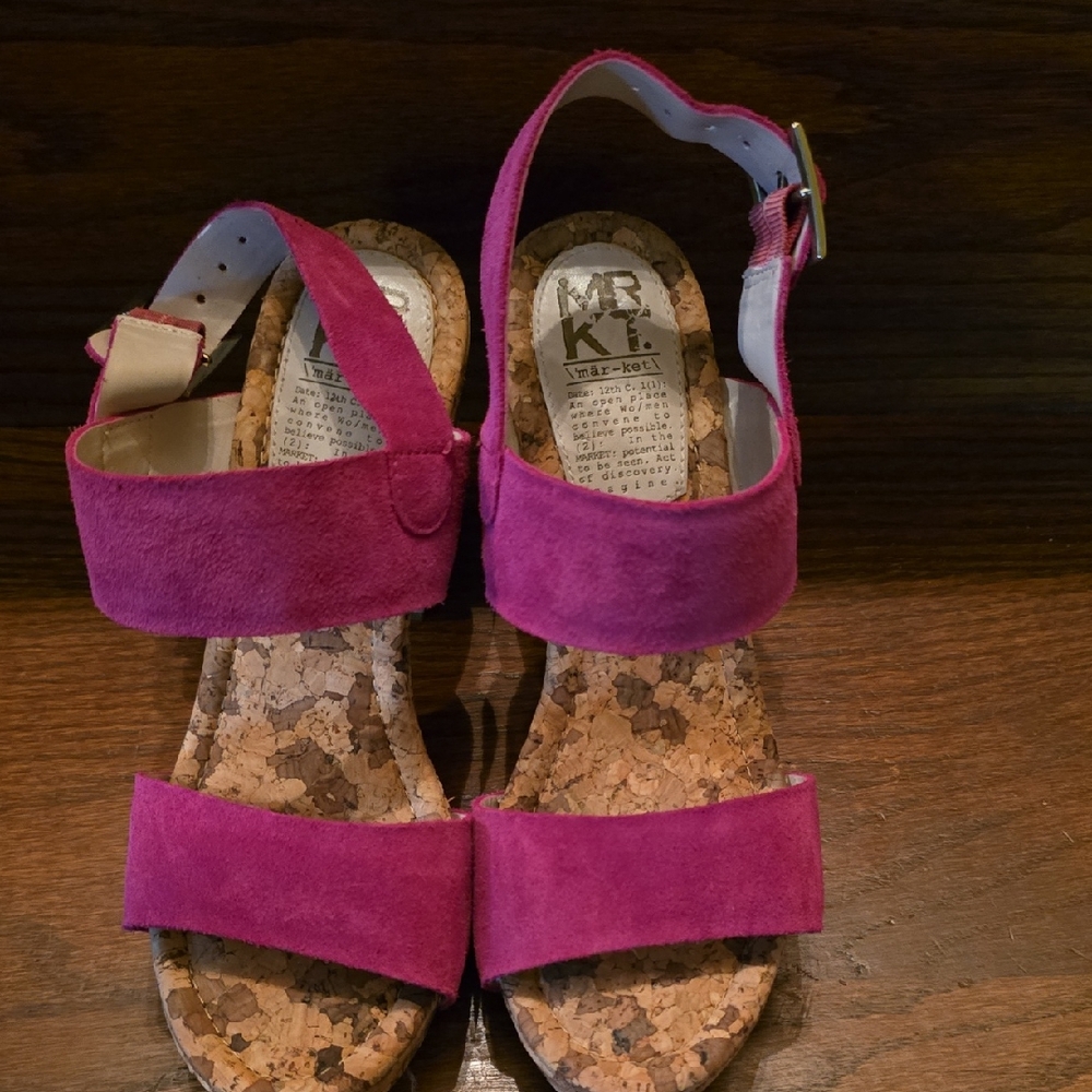Elegant Fuchsia Sandals with Cork Sole